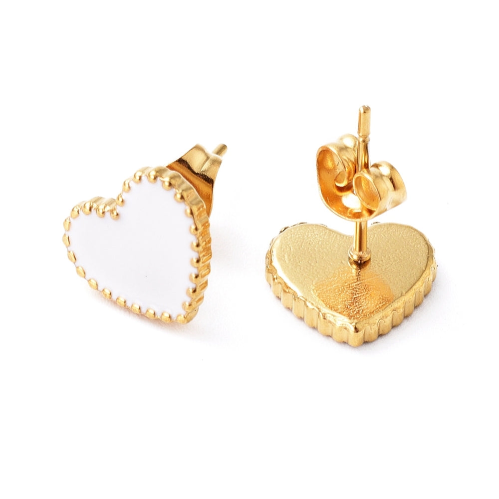 White Heart Earrings