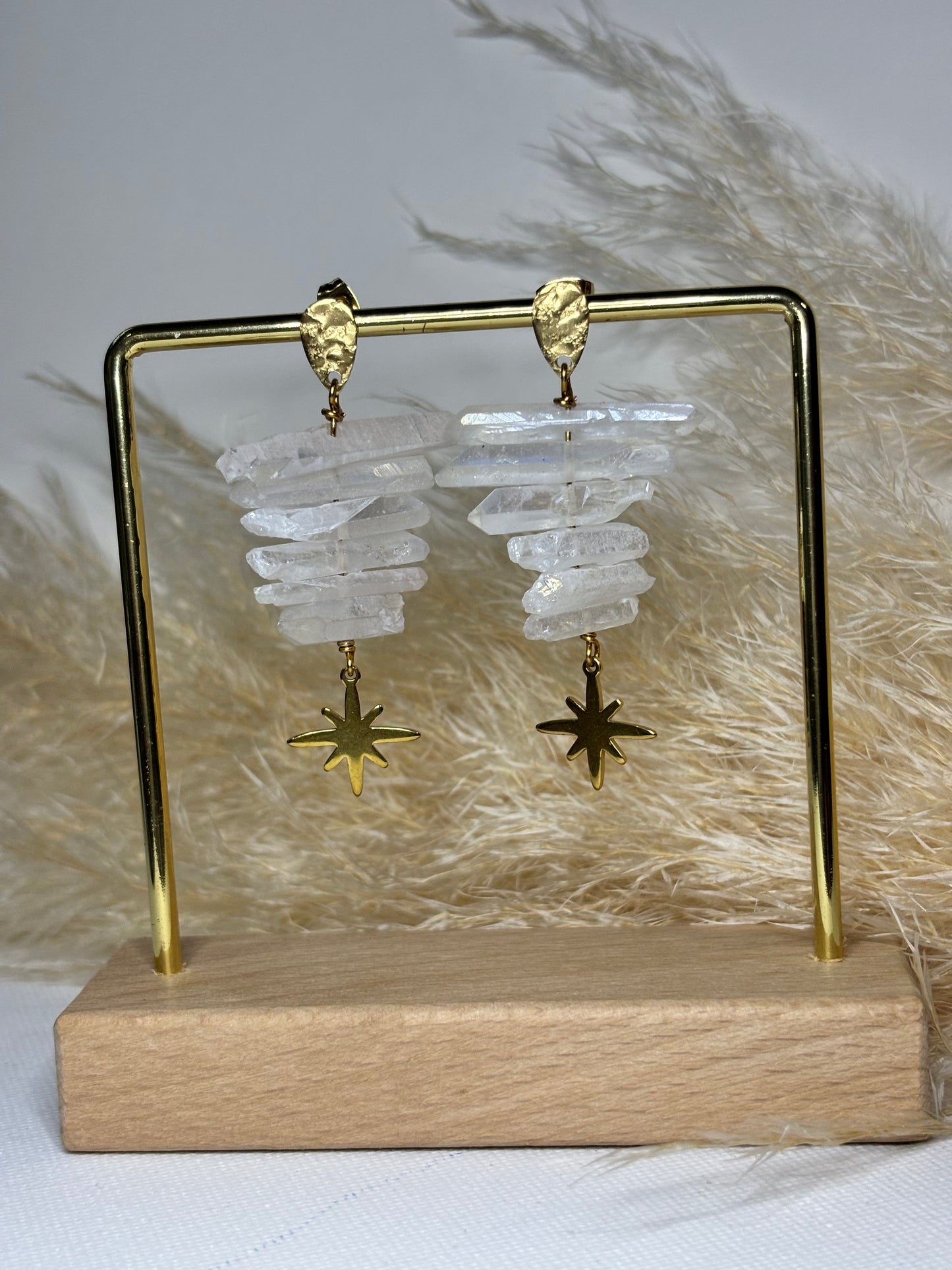 Quartz Star Earrings