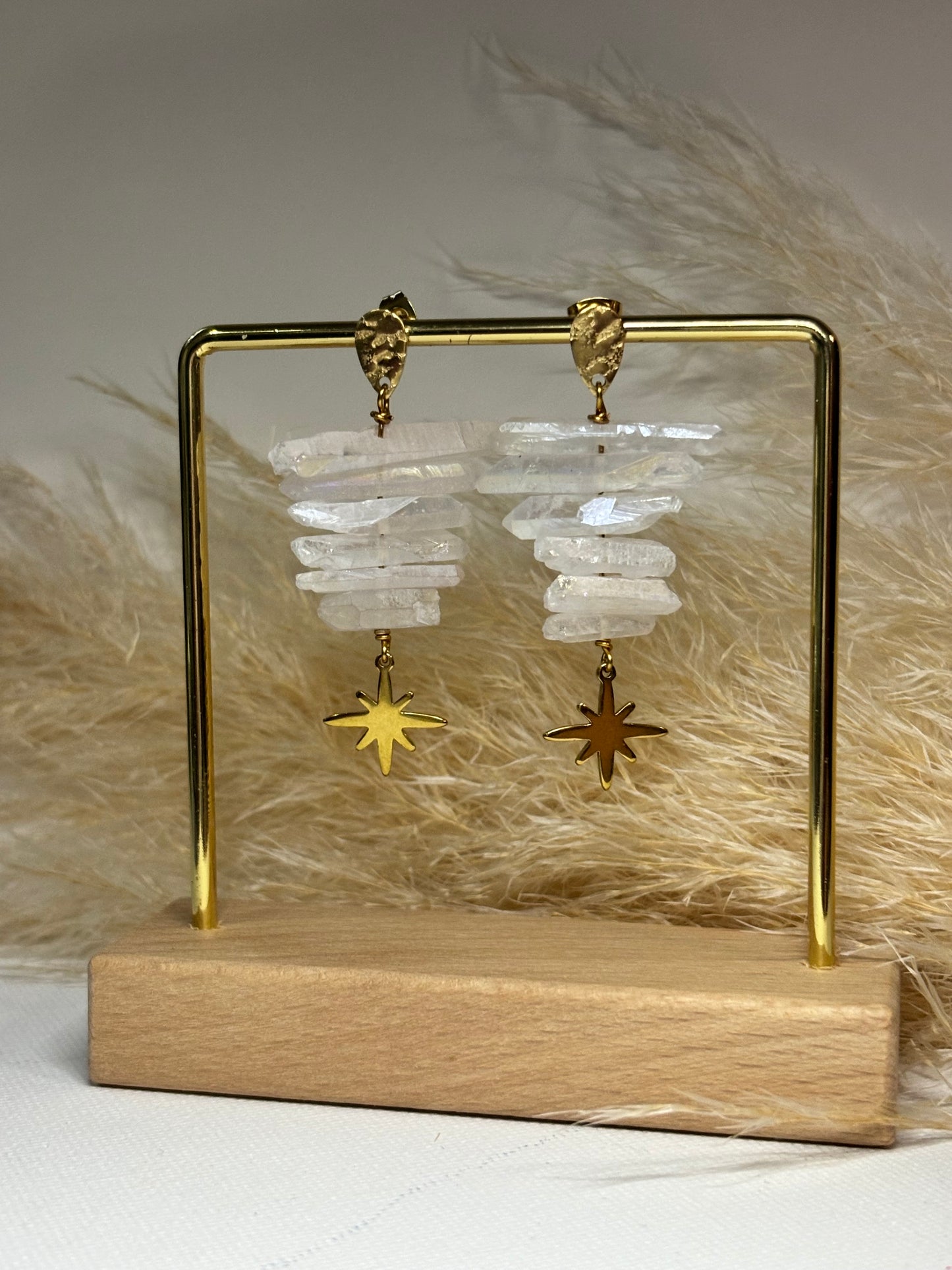 Quartz Star Earrings