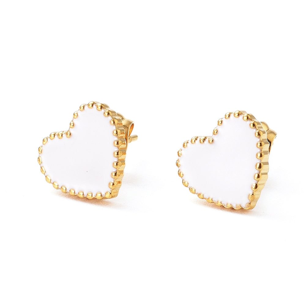 White Heart Earrings